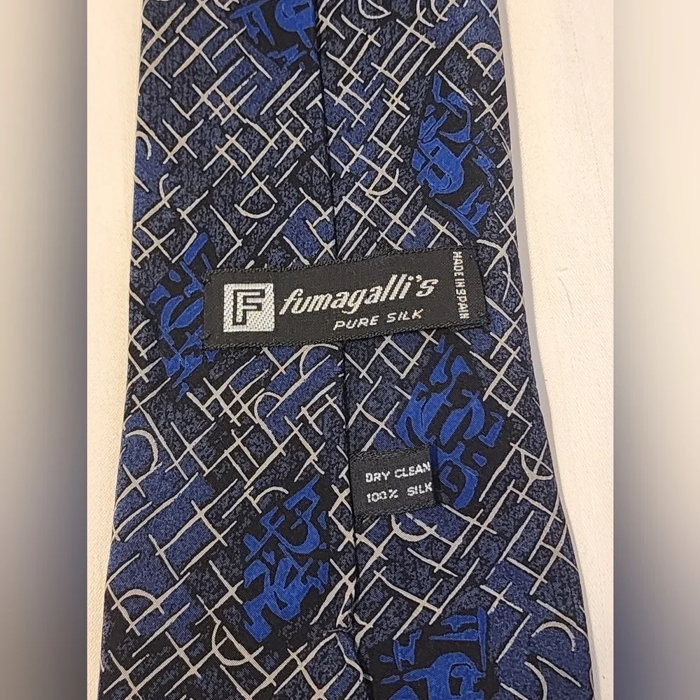 Fumagalli's 100% Silk Blue and Black Men's Tie
